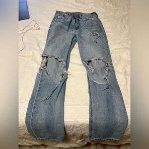 Distressed Blue Jeans